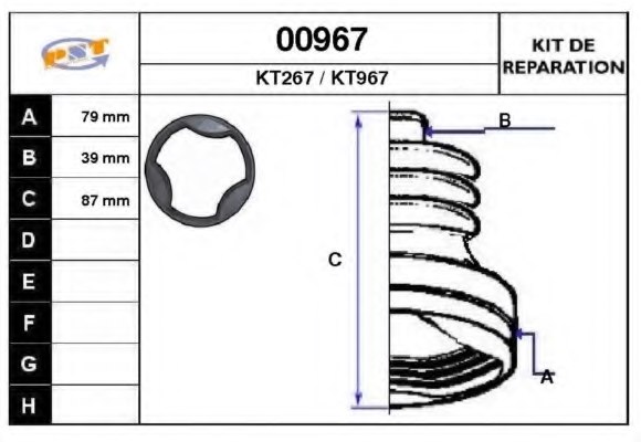 SNRA 00967 Bellow Set, drive shaft